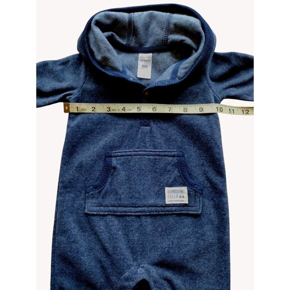 Carters One Piece Baby 6 Months Hooded Snap Bottom Kangaroo Long Sleeve Fella - Picture 4 of 10
